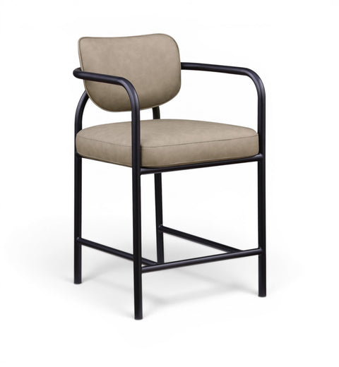 Nova Taupe Vegan Leather Upholstered Counter Stool, 1 Piece