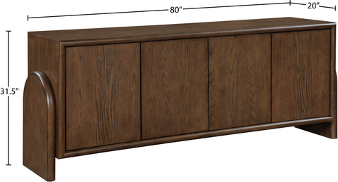 Faye Brown Oak Veneer And Solid Wood Sideboard/Buffet, 1 Piece