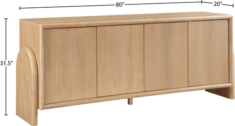 Faye Natural Oak Veneer And Solid Wood Sideboard/Buffet, 1 Piece