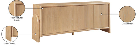 Faye Natural Oak Veneer And Solid Wood Sideboard/Buffet, 1 Piece