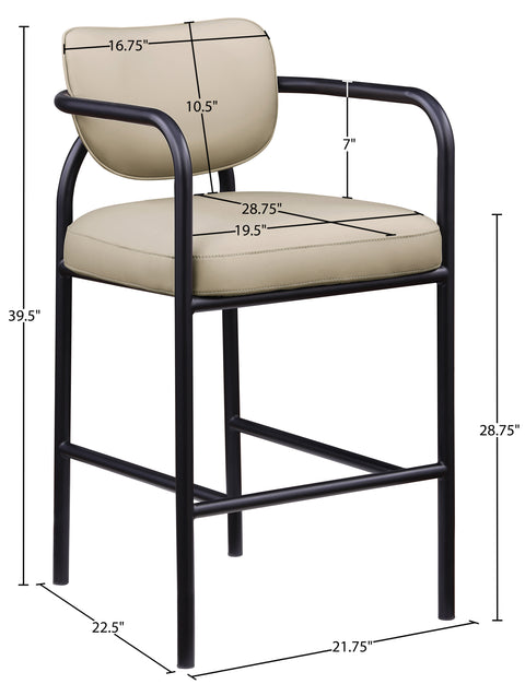Nova Beige Vegan Leather Upholstered Bar Stool, 1 Piece