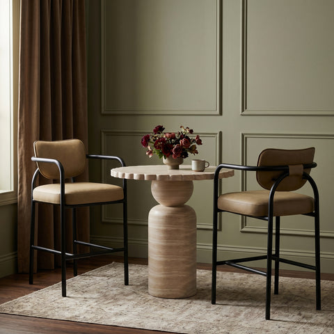 Nova Beige Vegan Leather Upholstered Bar Stool, 1 Piece