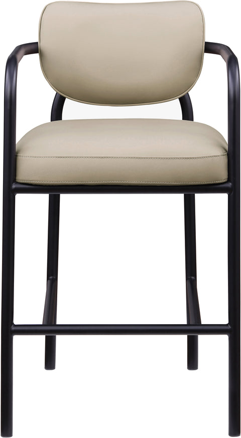 Nova Beige Vegan Leather Upholstered Bar Stool, 1 Piece