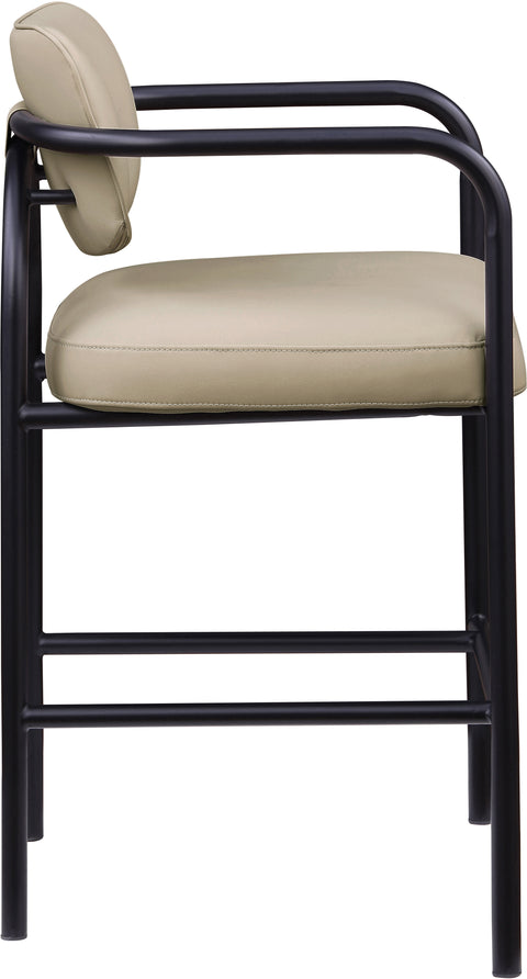 Nova Beige Vegan Leather Upholstered Bar Stool, 1 Piece