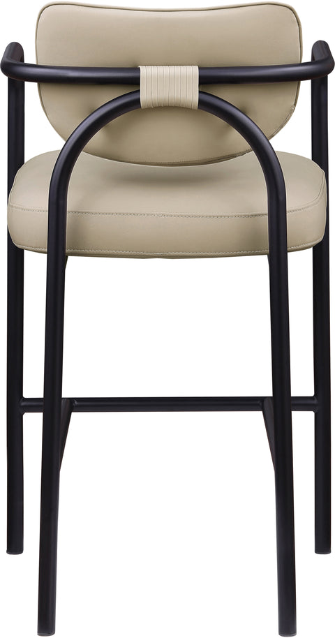 Nova Beige Vegan Leather Upholstered Bar Stool, 1 Piece