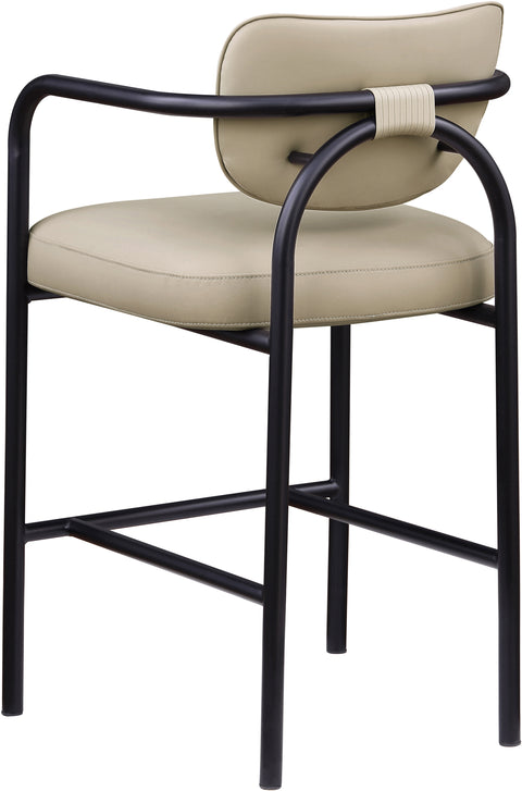 Nova Beige Vegan Leather Upholstered Bar Stool, 1 Piece