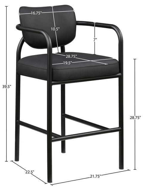Nova Black Vegan Leather Upholstered Bar Stool, 1 Piece