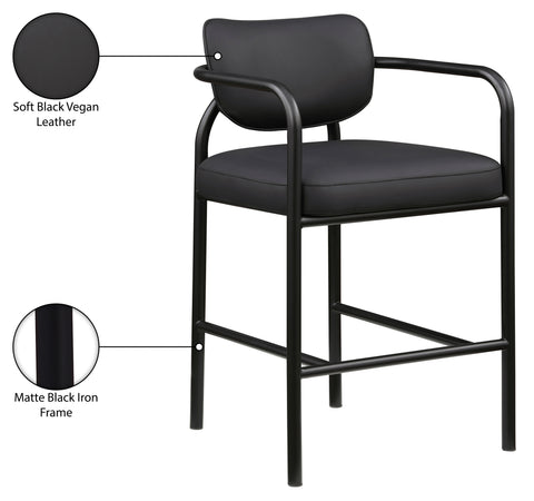 Nova Black Vegan Leather Upholstered Bar Stool, 1 Piece