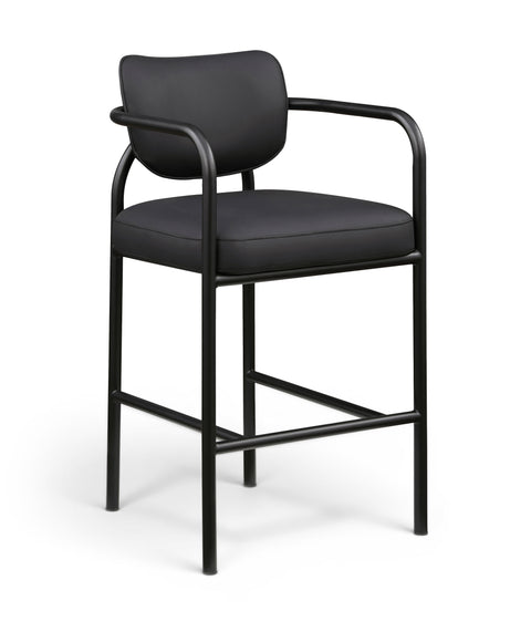 Nova Black Vegan Leather Upholstered Bar Stool, 1 Piece