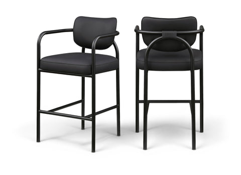 Nova Black Vegan Leather Upholstered Bar Stool, 1 Piece