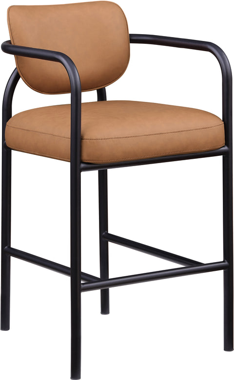 Nova Cognac Vegan Leather Upholstered Bar Stool, 1 Piece