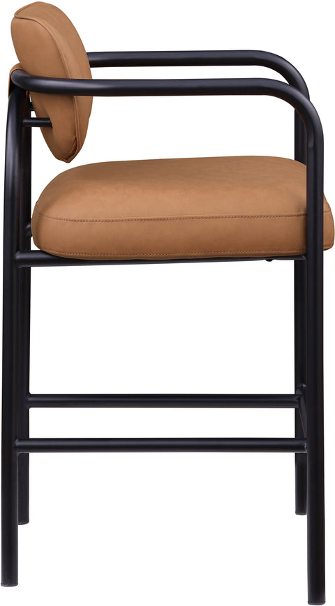 Nova Cognac Vegan Leather Upholstered Bar Stool, 1 Piece