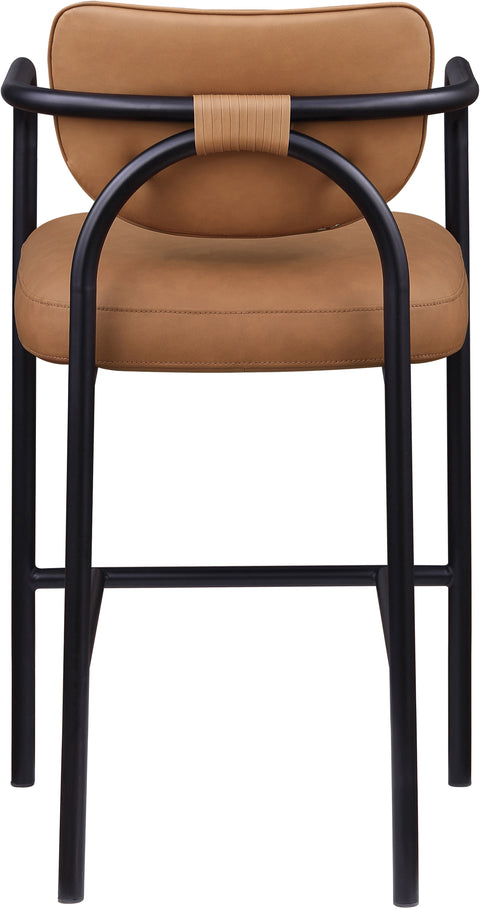 Nova Cognac Vegan Leather Upholstered Bar Stool, 1 Piece