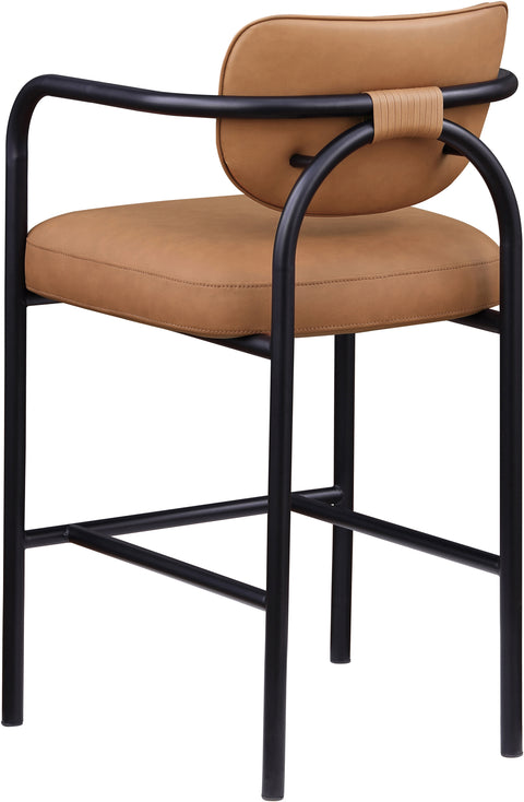 Nova Cognac Vegan Leather Upholstered Bar Stool, 1 Piece