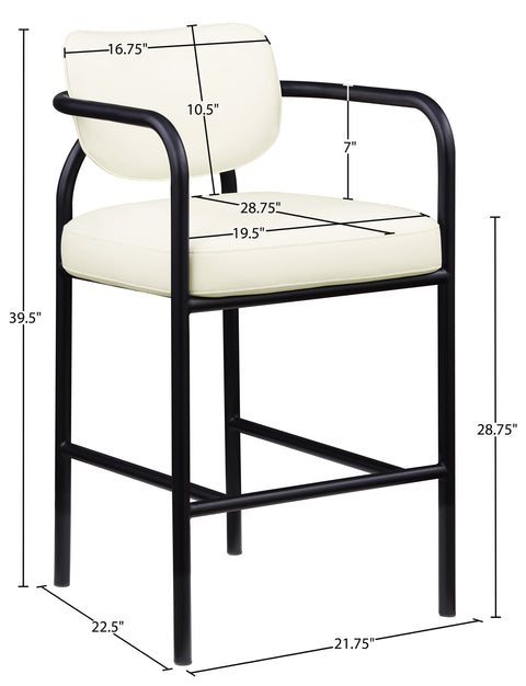 Nova Cream Vegan Leather Upholstered Bar Stool, 1 Piece