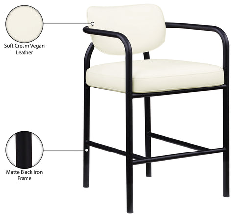 Nova Cream Vegan Leather Upholstered Bar Stool, 1 Piece