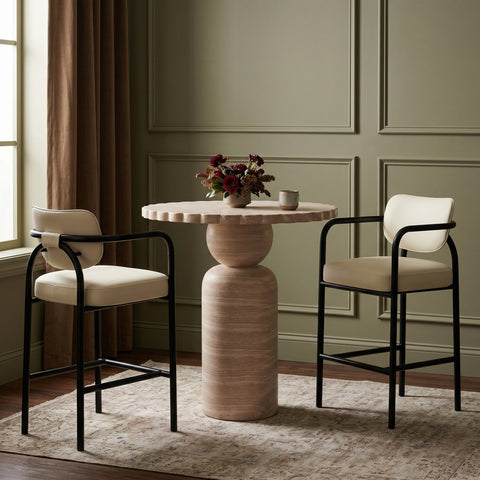 Nova Cream Vegan Leather Upholstered Bar Stool, 1 Piece
