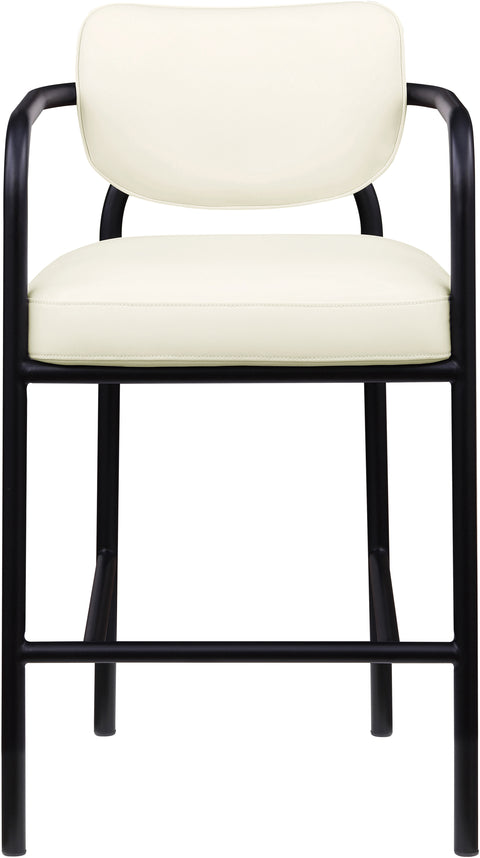 Nova Cream Vegan Leather Upholstered Bar Stool, 1 Piece