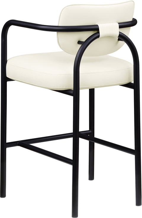 Nova Cream Vegan Leather Upholstered Bar Stool, 1 Piece