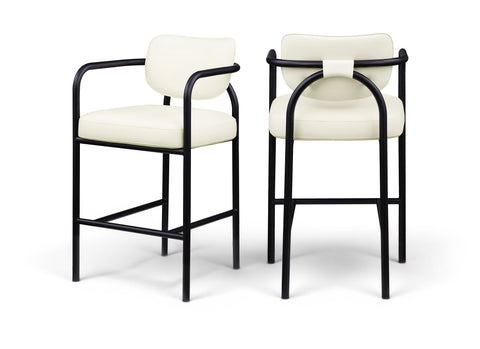Nova Cream Vegan Leather Upholstered Bar Stool, 1 Piece