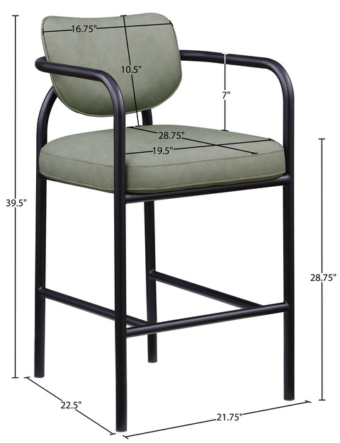 Nova Green Vegan Leather Upholstered Bar Stool, 1 Piece