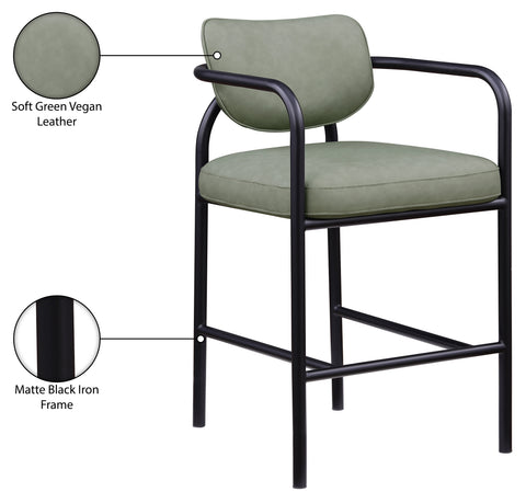 Nova Green Vegan Leather Upholstered Bar Stool, 1 Piece