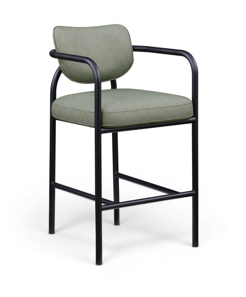 Nova Green Vegan Leather Upholstered Bar Stool, 1 Piece