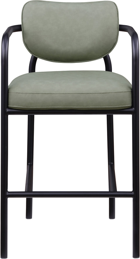 Nova Green Vegan Leather Upholstered Bar Stool, 1 Piece