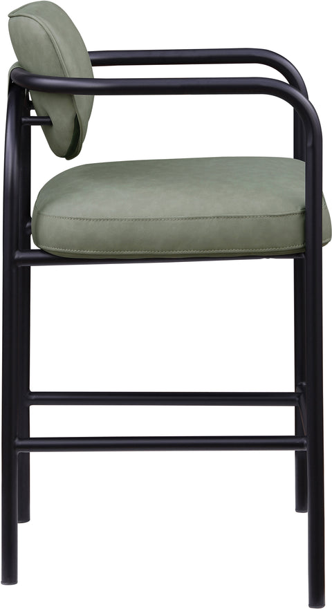 Nova Green Vegan Leather Upholstered Bar Stool, 1 Piece