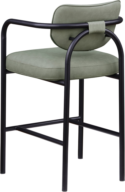 Nova Green Vegan Leather Upholstered Bar Stool, 1 Piece