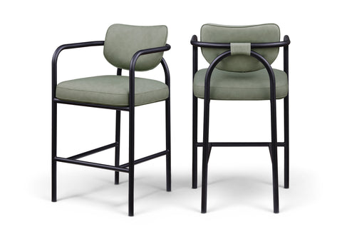 Nova Green Vegan Leather Upholstered Bar Stool, 1 Piece