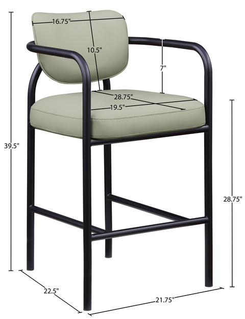 Nova Mint Vegan Leather Upholstered Bar Stool, 1 Piece