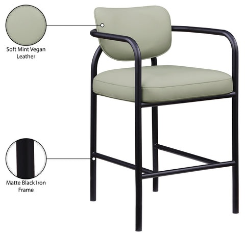 Nova Mint Vegan Leather Upholstered Bar Stool, 1 Piece