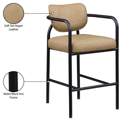 Nova Tan Vegan Leather Upholstered Bar Stool, 1 Piece