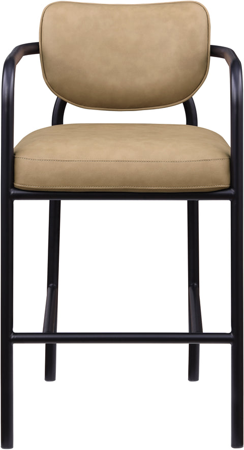 Nova Tan Vegan Leather Upholstered Bar Stool, 1 Piece