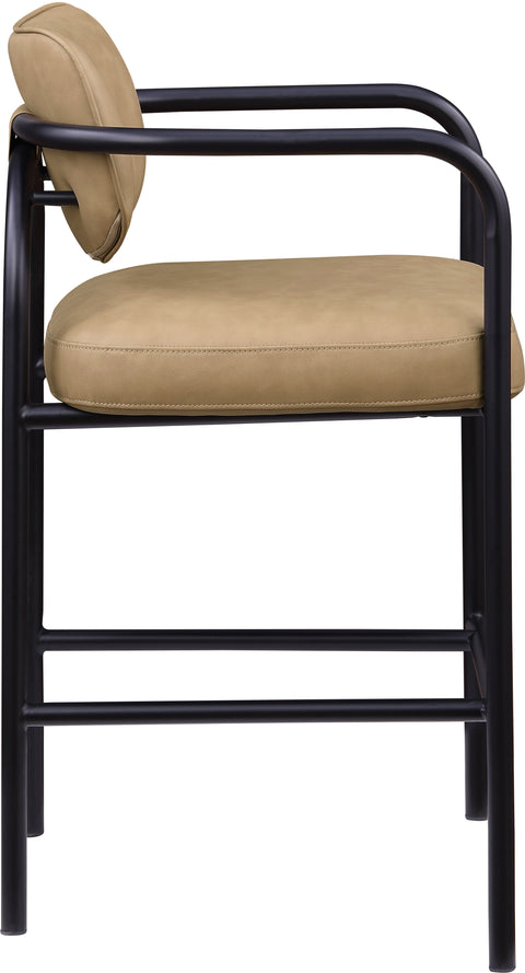 Nova Tan Vegan Leather Upholstered Bar Stool, 1 Piece