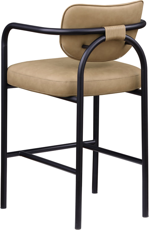 Nova Tan Vegan Leather Upholstered Bar Stool, 1 Piece