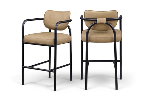 Nova Tan Vegan Leather Upholstered Bar Stool, 1 Piece