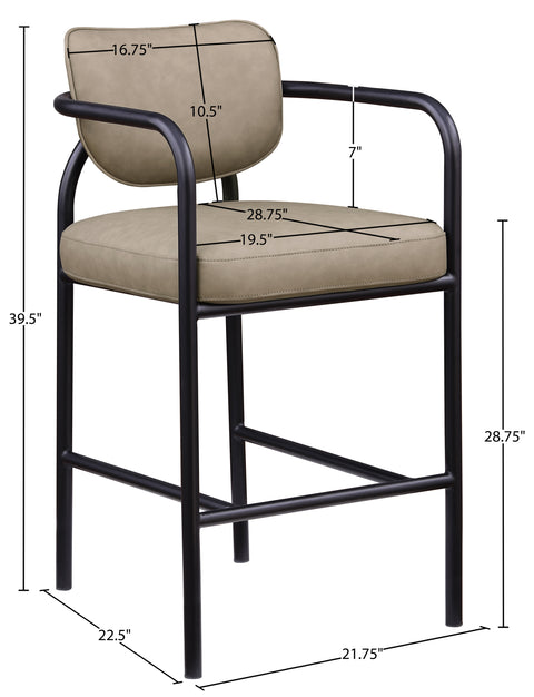 Nova Taupe Vegan Leather Upholstered Bar Stool, 1 Piece