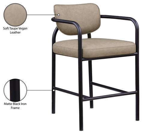 Nova Taupe Vegan Leather Upholstered Bar Stool, 1 Piece
