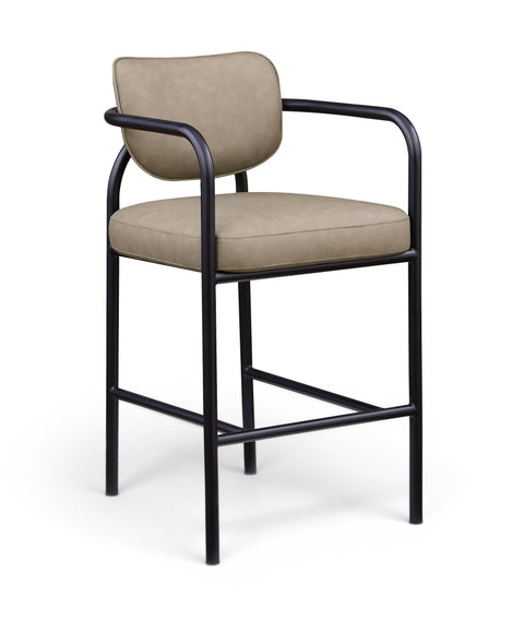 Nova Taupe Vegan Leather Upholstered Bar Stool, 1 Piece