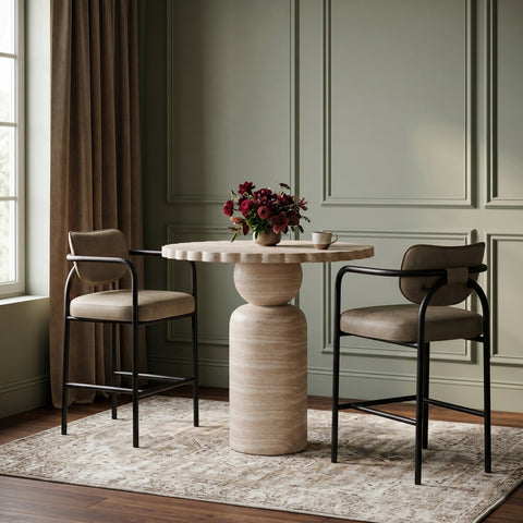 Nova Taupe Vegan Leather Upholstered Bar Stool, 1 Piece