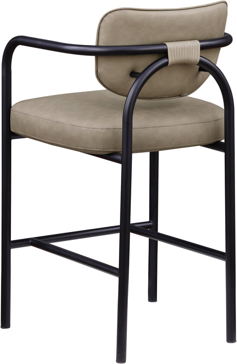 Nova Taupe Vegan Leather Upholstered Bar Stool, 1 Piece
