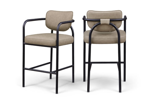 Nova Taupe Vegan Leather Upholstered Bar Stool, 1 Piece