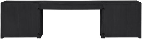 Yara Black Cane, Solid Wood And Oak Veneer Desk, 3-Piece (Style 2)