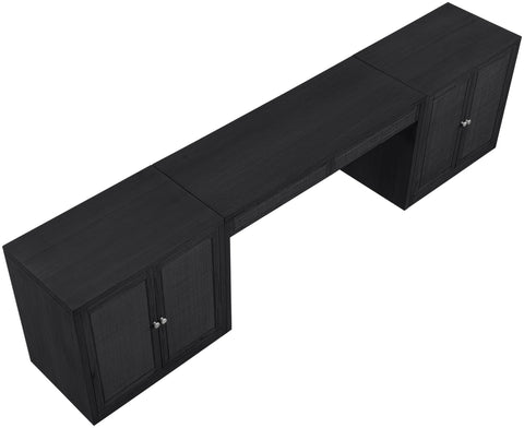Yara Black Cane, Solid Wood And Oak Veneer Desk, 3-Piece (Style 2)