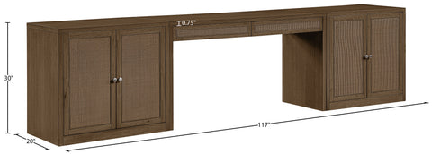 Yara Brown Cane, Solid Wood And Oak Veneer Desk, 3-Piece (Style 2)