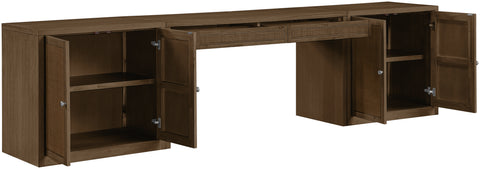 Yara Brown Cane, Solid Wood And Oak Veneer Desk, 3-Piece (Style 2)