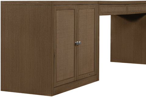 Yara Brown Cane, Solid Wood And Oak Veneer Desk, 3-Piece (Style 2)