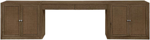 Yara Brown Cane, Solid Wood And Oak Veneer Desk, 3-Piece (Style 2)